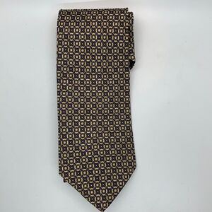 Brooks Brothers blue and gold print silk tie